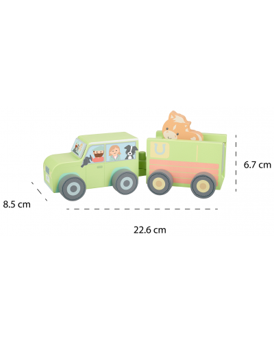 Set de joaca din lemn  Orange Tree Toys - Căruță de fermă cu cal - 5