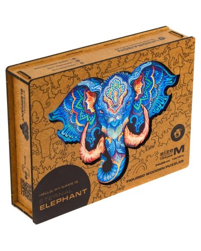 Puzzle din lemn Unidragon de 194 piese - Elefant  (marimea M) - 1
