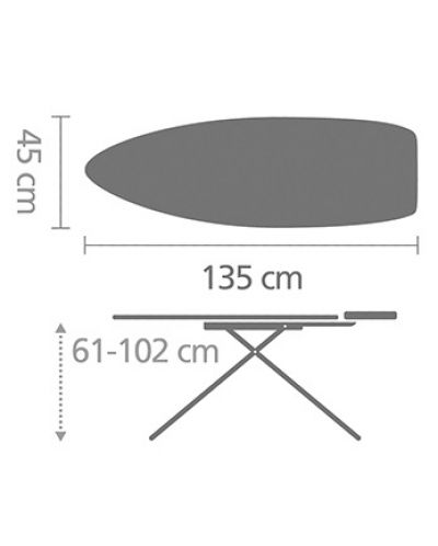 Masă de călcat cu zonă rezistentă la căldură pentru fier de călcat Brabantia - Titan Oval, D 135 x 45 cm - 8