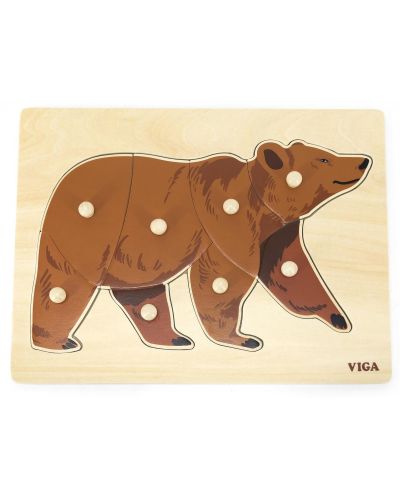Puzzle Montessori din lemn Viga - Ursul  - 1