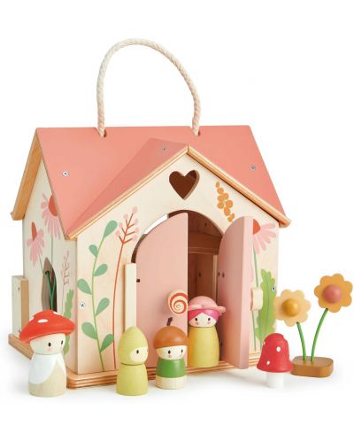 Casă de păpuși din lemn Tender Leaf Toys - Rosewood Cottage, cu figurine - 1