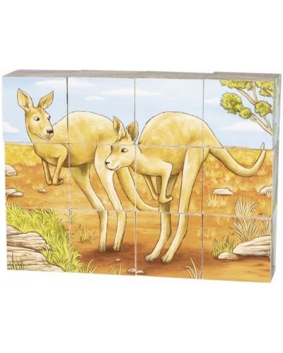 Cuburi din lemn Goki - Animale din australia, 12 piese, sortiment - 2
