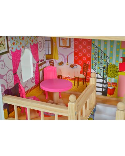 Casa de păpuși din lemn Moni Toys - Emily, cu 17 accesorii - 5