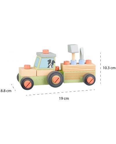 Set de joaca din lemn  Orange Tree Toys - Tractor asamblat, 25 piese - 4