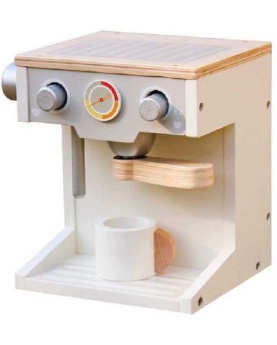 Aparat de cafea din lemn Ginger Home - Pentru espresso, cu ceașcă, alb-gri - 2