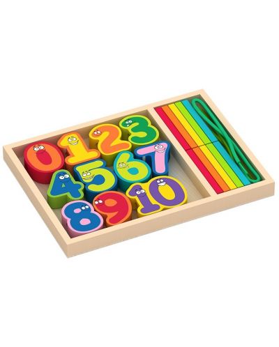 Set din lemn Acool Toy - Numere și bețe colorate - 1