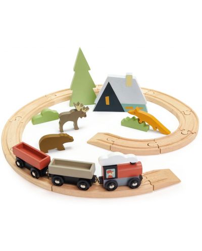 Set de trenuri din lemn Tender Leaf Toys - Aventuri în pădure - 1