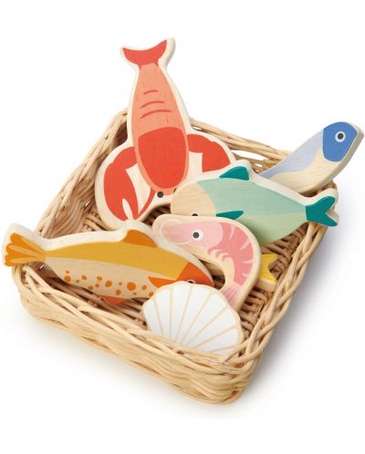 Tender Leaf Toys Wooden Play Set - Seafood in a Basket - 1