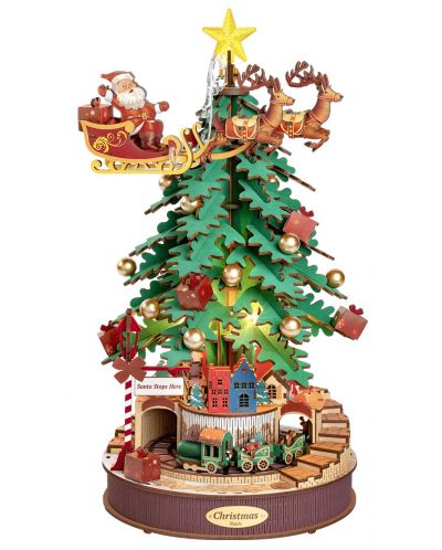 Puzzle 3D din lemn Robo Time din 319 piese - Brad de Crăciun