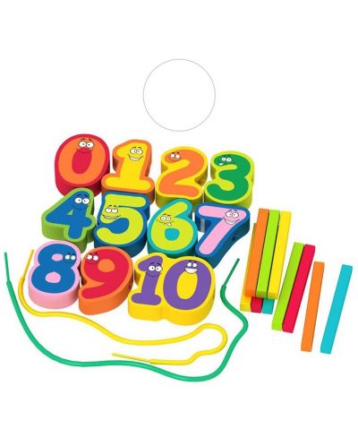 Set din lemn Acool Toy - Numere și bețe colorate - 2
