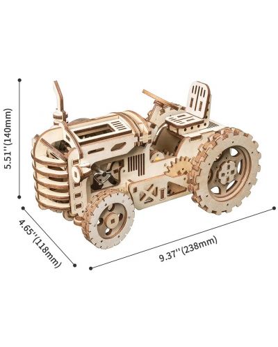 Puzzle 3D din lemn Robo Time din 135 de piese - Tractor - 2