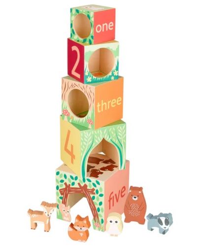Cuburi din lemn Orange Tree Toys - Animale din pădure - 2