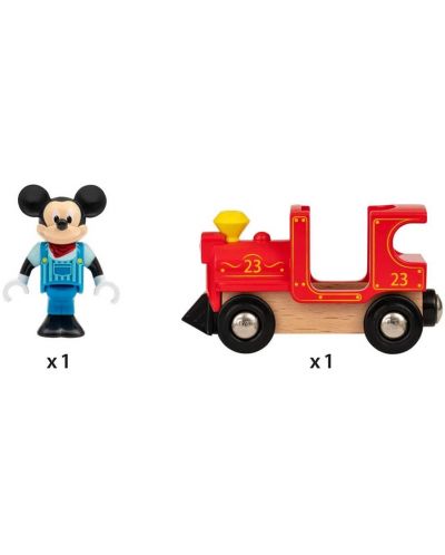 Jucarie de lemn Brio - Locomotiva si figurina Mickey Mouse - 3