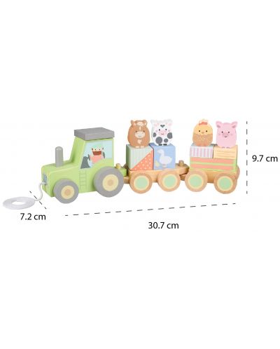 Jucărie din lemn pentru tragere Orange Tree Toys - Animale de fermă - 4