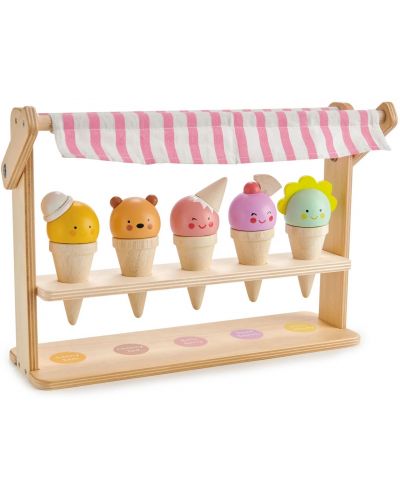 Jucărie din lemn Tender Leaf Toys - Stand de înghețată, zâmbete și conuri - 1