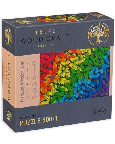 Puzzle din lemn Trefl de 500+1 piese - Fluturi - 1