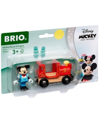 Jucarie de lemn Brio - Locomotiva si figurina Mickey Mouse - 4