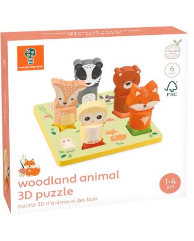 Puzzle 3D din lemn Orange Tree Toys - Animale din pădure - 1
