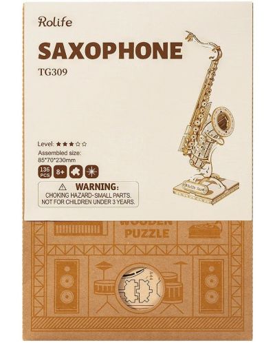 Puzzle 3D din lemn Robo Time din 136 de piese - Saxofon - 3