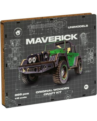Puzzle 3D din lemn Unidragon de 265 piese - Maverick, verde - 4