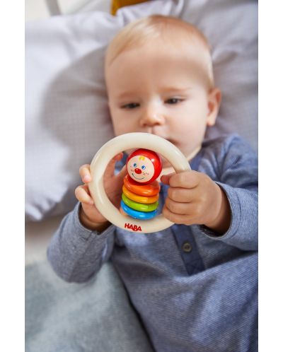 Jucărie de lemn pentru bebeluși Haba - Clovnul colorat - 2