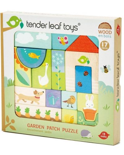 Joc-puzzle din lemn Tender Leaf - Cu motiv de grădină, 16 piese - 3