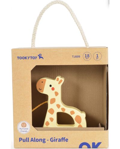 Jucărie de tracțiune din lemn Tooky Toy - Giraffe - 3