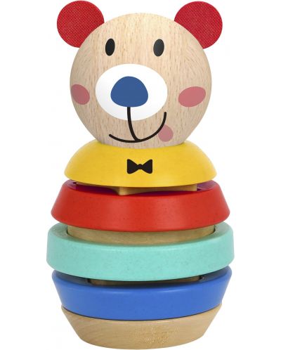 Jucarie de stivuit Tooky Toy - Ursulet, forme si culori - 1