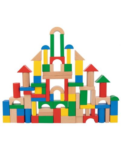 Tooky toys Set de construcții din lemn - într-o găleată, 100 de piese - 2