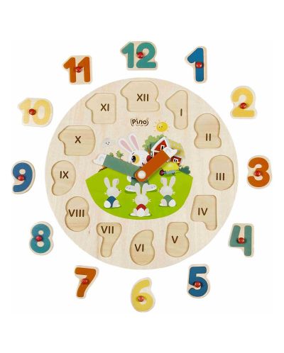 Puzzle-ceas din lemn  Pino - Clovn - 2