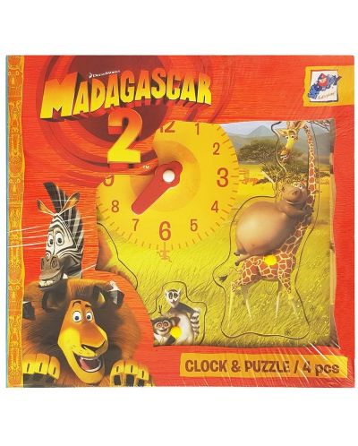Puzzle ceas din lemn Woodyland - Madagascar 2 - 2