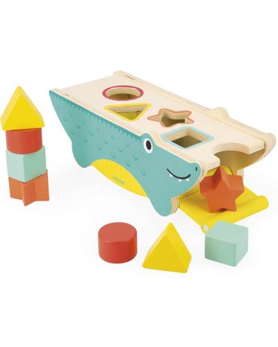 Jucărie din lemn Janod - Crocodil, cu 8 matrițe - 5