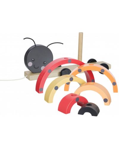 Jucărie din lemn de tragere și înşirare Orange Tree Toys - Buburuză - 2