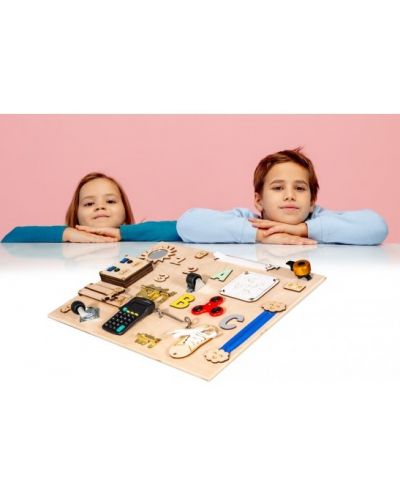 Jucărie de lemn Montessori cu tablă senzorială Moni Toys - 2