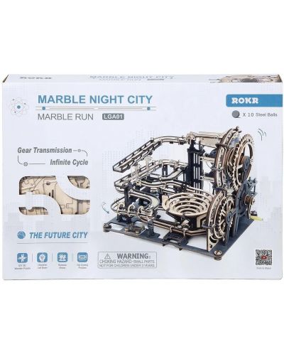 Puzzle 3D din lemn Robo Time din 294 de piese - Marble Night City	 - 3