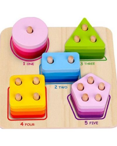 Forme de sortat si stivuit Tooky toy - Cifre, forme, culori - 2