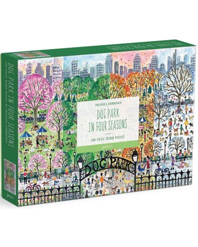 Puzzle din lemn Galison 250 piese - Parcul câinilor în cele patru anotimpuri - 1