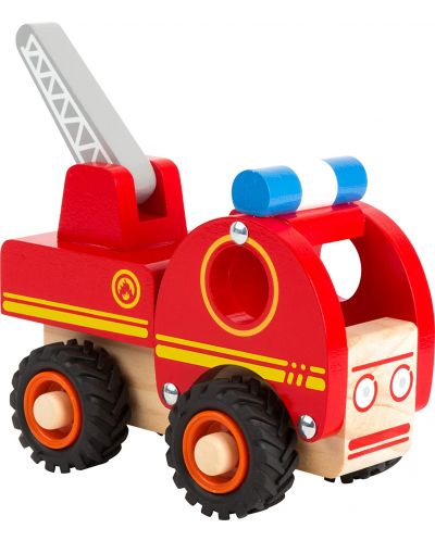 Jucarie din lemn Small Foot - Camion de pompiere, rosie - 3