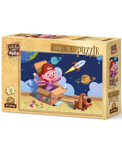 Puzzle din lemn Art Puzzle 50 de piese - Micul astronaut - 1