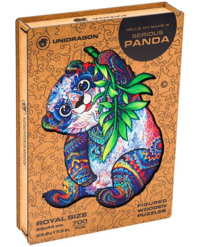 Puzzle din lemn Unidragon de 700 piese - Panda draguta  (marimea RS) - 1
