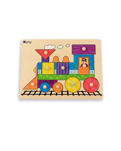 Puzzle din lemn cu manere Andreu toys - Trenulet - 1