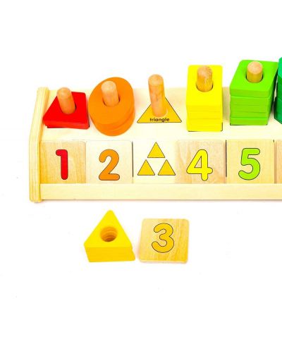 Jucarie colorata de stivuit din lemn Melissa & Doug - Cu cifre si forme - 3