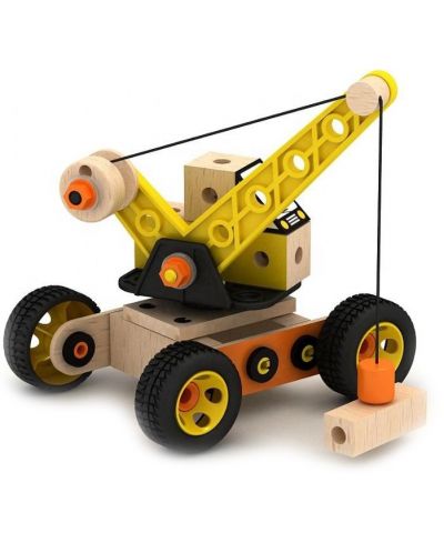 Constructor din lemn Acool Toy - Macara, cu șuruburi și piulițe - 1