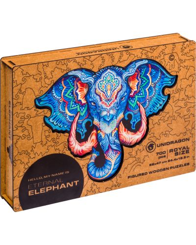 Puzzle din lemn Unidragon de 700 de piese - Elefant (marimea RS) - 1