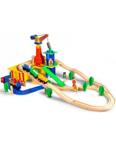 Acool Toy Tren de jucărie din lemn cu șine - 80 de elemente - 2