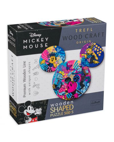 Puzzle din lemn Trefl din 500+5 de piese - Mickey Mouse - 1