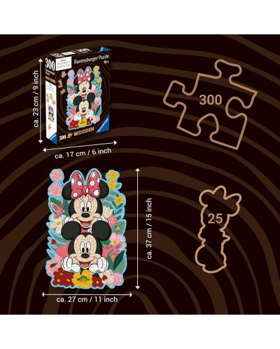 Puzzle din lemn Ravensburger 300 de piese - Mickey și Minnie - 2