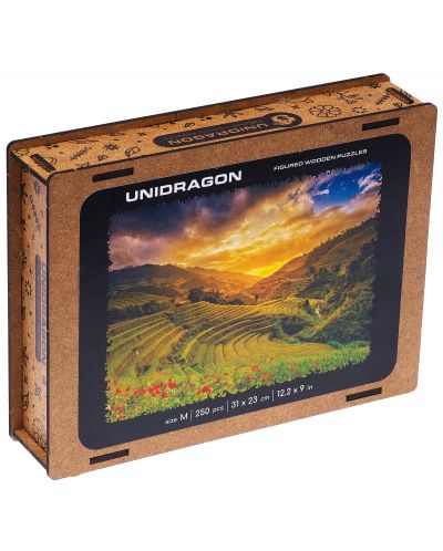 Puzzle din lemn Unidragon de 250 piese - Campuri de orez (marimea M) - 1
