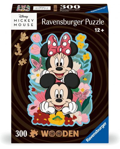 Puzzle din lemn Ravensburger 300 de piese - Mickey și Minnie - 1
