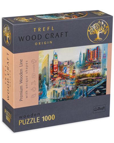 Puzzle din lemn Trefl de 1000 piese - Colaj New York - 1